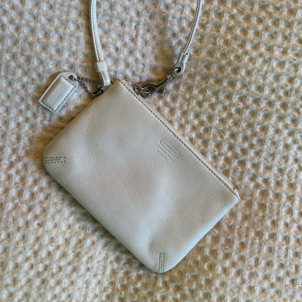 White Leather Coach Wristlet